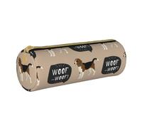 YWSOTRE Bau Beagle, Astuccio portapenne cilindrico Astuccio portapenne in pelle portatile con astuccio cosmetico con cerniera