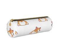 YWSOTRE Bel culo di Corgi, Astuccio portapenne cilindrico Astuccio portapenne in pelle portatile con astuccio cosmetico con cerniera