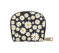 YWSOTRE Belle margherite bianche, Custodia per carte in pelle PU Elegante porta carte di credito Porta carte di credito