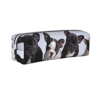 YWSOTRE Bellissimi cuccioli di bulldog francese, Astuccio per matite Astuccio per penne Astuccio per matite in pelle portatile con astuccio cosmetico con cerniera