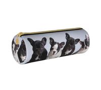 YWSOTRE Bellissimi cuccioli di bulldog francese, Astuccio portapenne cilindrico Astuccio portapenne in pelle portatile con astuccio cosmetico con cerniera