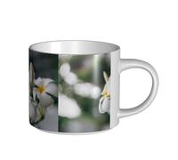 YWSOTRE Bellissimi fiori di Plumeria con scia di frangipani bianco, Tazza in ceramica di grande capacità, tazza da tè, tazza da caffè 450 ml