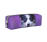 YWSOTRE Bellissimo cucciolo di border collie, Astuccio per matite Astuccio per penne Astuccio per matite in pelle portatile con astuccio cosmetico con cerniera