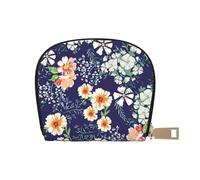 YWSOTRE Bellissimo giardino fiorito Petalo floreale Foglie Prato Arancione, Custodia per carte in pelle PU Elegante porta carte di credito Porta carte di credito