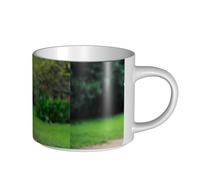 YWSOTRE Bichon Frise Bokeh Animali Domestici Cani Parco Cani Bianchi, Tazza in ceramica di grande capacità, tazza da tè, tazza da caffè 450 ml