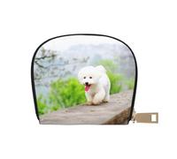YWSOTRE Bichon Frise Park Animali Cani Cani Bichon Frise, Custodia per carte in pelle PU Elegante porta carte di credito Porta carte di credito