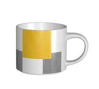 YWSOTRE Blocco geometrico giallo grigio bianco, Tazza in ceramica di grande capacità, tazza da tè, tazza da caffè 450 ml