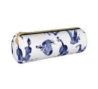 YWSOTRE Blues Sassofono Pianoforte Violoncello Basso, Astuccio portapenne cilindrico Astuccio portapenne in pelle portatile con astuccio cosmetico con cerniera