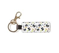 YWSOTRE Border Collie cane sorridente, Portachiavi in pelle PU, portachiavi con anello portachiavi, organizer, 1 pz