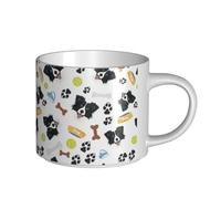 YWSOTRE Border Collie cane sorridente, Tazza in ceramica di grande capacità, tazza da tè, tazza da caffè 450 ml