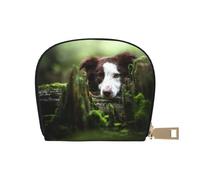 YWSOTRE Border Collie Stone Dolce Marrone Cani Animali Domestici, Custodia per carte in pelle PU Elegante porta carte di credito Porta carte di credito