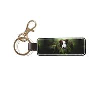 YWSOTRE Border Collie Stone Sweet Brown Cani Animali domestici, Portachiavi in pelle PU, portachiavi con anello portachiavi, organizer, 1 pz