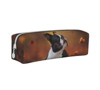 YWSOTRE Boston Terrier Autunno Bokeh Cani Cani In, Astuccio per matite Astuccio per penne Astuccio per matite in pelle portatile con astuccio cosmetico con cerniera