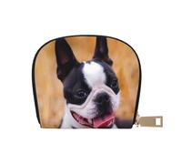 YWSOTRE Boston Terrier Bokeh Cani Animali domestici Boston Terrier, Custodia per carte in pelle PU Elegante porta carte di credito Porta carte di credito