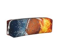 YWSOTRE Bruciare il football americano nel fuoco, Astuccio per matite Astuccio per penne Astuccio per matite in pelle portatile con astuccio cosmetico con cerniera
