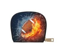 YWSOTRE Bruciare il football americano nel fuoco, Custodia per carte in pelle PU Elegante porta carte di credito Porta carte di credito