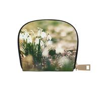 YWSOTRE Bucaneve primaverile selvaggio, Custodia per carte in pelle PU Elegante porta carte di credito Porta carte di credito