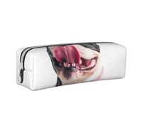 YWSOTRE Bulldog francese felice del cane curioso, Astuccio per matite Astuccio per penne Astuccio per matite in pelle portatile con astuccio cosmetico con cerniera