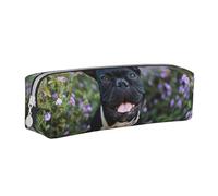 YWSOTRE Bulldog francese si trova nel design dei fiori, Astuccio per matite Astuccio per penne Astuccio per matite in pelle portatile con astuccio cosmetico con cerniera