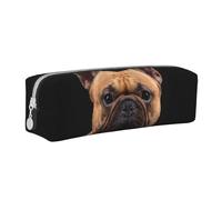 YWSOTRE Bulldog francese sul nero, Astuccio per matite Astuccio per penne Astuccio per matite in pelle portatile con astuccio cosmetico con cerniera