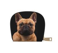 YWSOTRE Bulldog francese sul nero, Custodia per carte in pelle PU Elegante porta carte di credito Porta carte di credito
