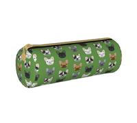 YWSOTRE Bulldog francesi Frenchie Cane carino Cani Cane Cane, Astuccio portapenne cilindrico Astuccio portapenne in pelle portatile con astuccio cosmetico con cerniera