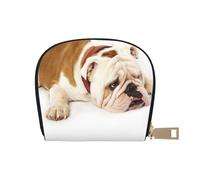 YWSOTRE Bulldog inglese Fotografia di Bulldog triste e stanco con crema marrone, Custodia per carte in pelle PU Elegante porta carte di credito Porta carte di credito