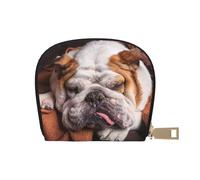 YWSOTRE Bulldog inglese muso animali domestici cani che dormono, Custodia per carte in pelle PU Elegante porta carte di credito Porta carte di credito