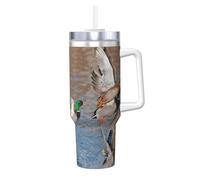 YWSOTRE Caccia alle anatre germani reali Anatre germani reali,Tazza Ice Bully da 40 oz con manico, in acciaio inossidabile, con borraccia