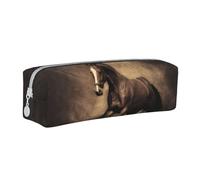 YWSOTRE Caffè del cavallo in corsa, Astuccio per matite Astuccio per penne Astuccio per matite in pelle portatile con astuccio cosmetico con cerniera
