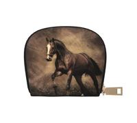YWSOTRE Caffè del cavallo in corsa, Custodia per carte in pelle PU Elegante porta carte di credito Porta carte di credito