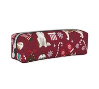 YWSOTRE Calze Husky Candy Canes Holiday Dog Ruby, Astuccio per matite Astuccio per penne Astuccio per matite in pelle portatile con astuccio cosmetico con cerniera