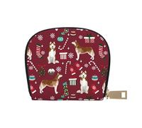 YWSOTRE Calze Husky Candy Canes Holiday Dog Ruby, Custodia per carte in pelle PU Elegante porta carte di credito Porta carte di credito