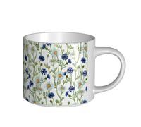 YWSOTRE Camomille e fiordalisi acquerellati, Tazza in ceramica di grande capacità, tazza da tè, tazza da caffè 450 ml