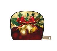 YWSOTRE Campane d'oro del nastro rosso di Natale, Custodia per carte in pelle PU Elegante porta carte di credito Porta carte di credito