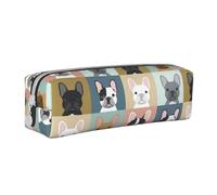 YWSOTRE Cane modello ritratti Bulldog francese, Astuccio per matite Astuccio per penne Astuccio per matite in pelle portatile con astuccio cosmetico con cerniera