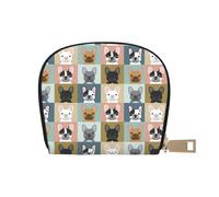 YWSOTRE Cane modello ritratti Bulldog francese, Custodia per carte in pelle PU Elegante porta carte di credito Porta carte di credito