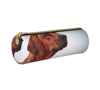 YWSOTRE Cane Rhodesian Ridgeback, Astuccio portapenne cilindrico Astuccio portapenne in pelle portatile con astuccio cosmetico con cerniera