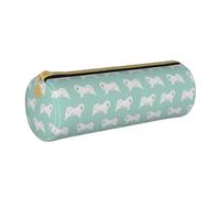 YWSOTRE Cane Samoiedo Design cane Samoiedo Design cane da slitta alla menta, Astuccio portapenne cilindrico Astuccio portapenne in pelle portatile con astuccio cosmetico con cerniera
