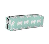YWSOTRE Cane Samoiedo Design cane Samoiedo Design cane da slitta menta, Astuccio per matite Astuccio per penne Astuccio per matite in pelle portatile con astuccio cosmetico con cerniera