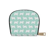 YWSOTRE Cane Samoiedo Design cane Samoiedo Design cane da slitta menta, Custodia per carte in pelle PU Elegante porta carte di credito Porta carte di credito