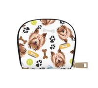 YWSOTRE Cane sorridente Yorkshire Terrier, Custodia per carte in pelle PU Elegante porta carte di credito Porta carte di credito