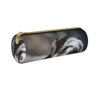 YWSOTRE Cani grigi bianchi di neve di inverno del pastore australiano, Astuccio portapenne cilindrico Astuccio portapenne in pelle portatile con astuccio cosmetico con cerniera