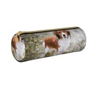 YWSOTRE Cani Nel Fiume Acqua Marrone Bianco Cani Paniel, Astuccio portapenne cilindrico Astuccio portapenne in pelle portatile con astuccio cosmetico con cerniera
