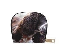 YWSOTRE Cani ricci bianchi brunastri di Cocker Spaniel inglese, Custodia per carte in pelle PU Elegante porta carte di credito Porta carte di credito