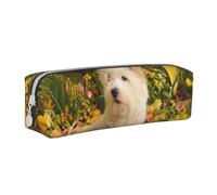 YWSOTRE Cani Westie Autumn West Highland White Terrier, Astuccio per matite Astuccio per penne Astuccio per matite in pelle portatile con astuccio cosmetico con cerniera
