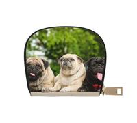 YWSOTRE Carlino Amicizia Bokeh Cani Animali Amici Carlino, Custodia per carte in pelle PU Elegante porta carte di credito Porta carte di credito
