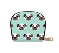 YWSOTRE Carlino Blu Cucciolo Illustrazione Modello Per Bambini, Custodia per carte in pelle PU Elegante porta carte di credito Porta carte di credito