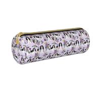 YWSOTRE Cavaliere Re Carlo, Astuccio portapenne cilindrico Astuccio portapenne in pelle portatile con astuccio cosmetico con cerniera