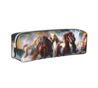 YWSOTRE Cavalli degli indiani nativi americani, Astuccio per matite Astuccio per penne Astuccio per matite in pelle portatile con astuccio cosmetico con cerniera